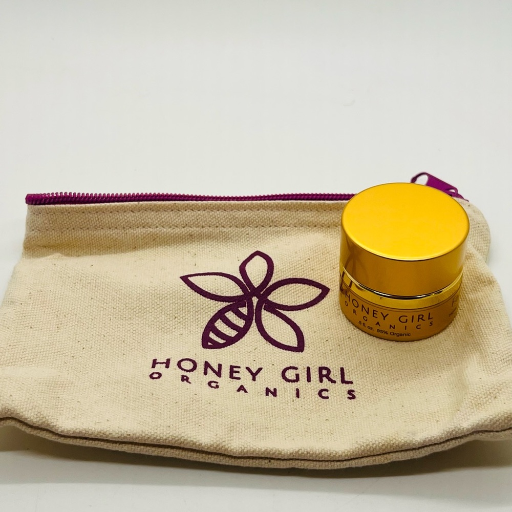 NWT Honey Girl Organics Face and Eye Cream 0.5 oz (travel size) plus pouch